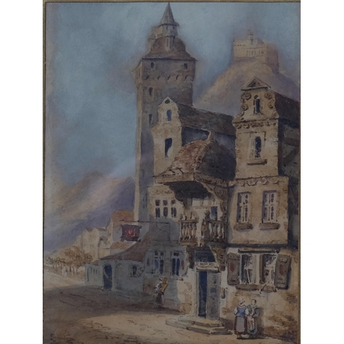 689 - Samuel Prout, Continental buildings, watercolour, signed, 20cm x 15cm, framed