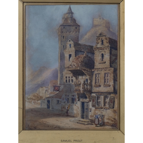 689 - Samuel Prout, Continental buildings, watercolour, signed, 20cm x 15cm, framed