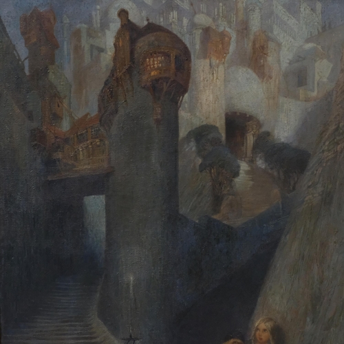 694 - Albert Edward Jackson (1873 - 1952), the enchanted palace, large oil on canvas, signed, 183cm x 132c... 