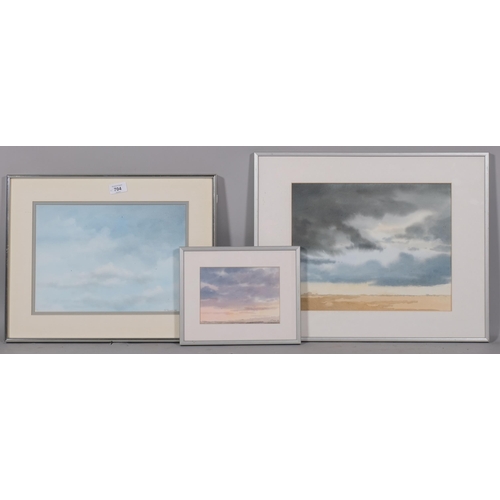 704 - Gary Power (born 1965), skies, 3 watercolours, 1 signed, 24cm x 33cm, framed (3)