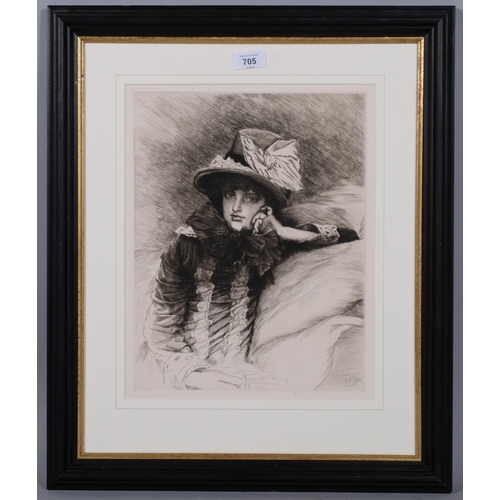 705 - Jacques Tissot (1836 - 1902), Berthe, etching with drypoint on laid paper (Wentworth S74), signed an... 