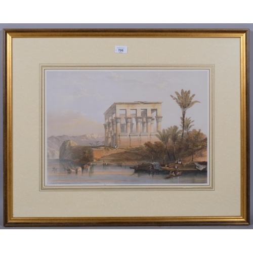 706 - David Roberts (1796 - 1864), Temple of Philae, first edition lithograph (full plate no. 190), image ... 