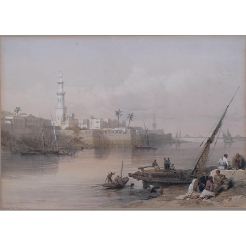 707 - David Robets (1796 - 1864), view on the Nile, first edition print, image 34cm x 48cm, framed