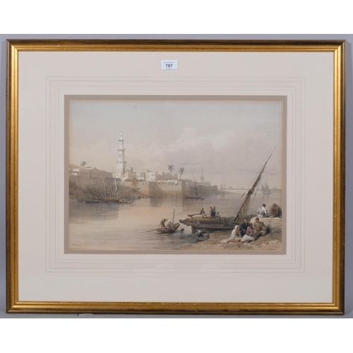 707 - David Robets (1796 - 1864), view on the Nile, first edition print, image 34cm x 48cm, framed