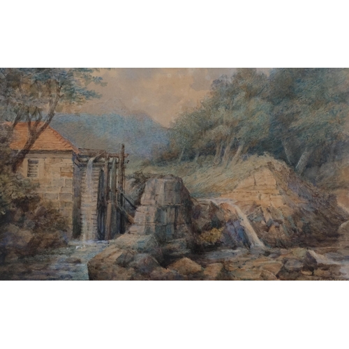 709 - J C Thomas, watermill in Wales, circa 1860 - 1880, watercolour, signed, 29cm x 47cm, framed