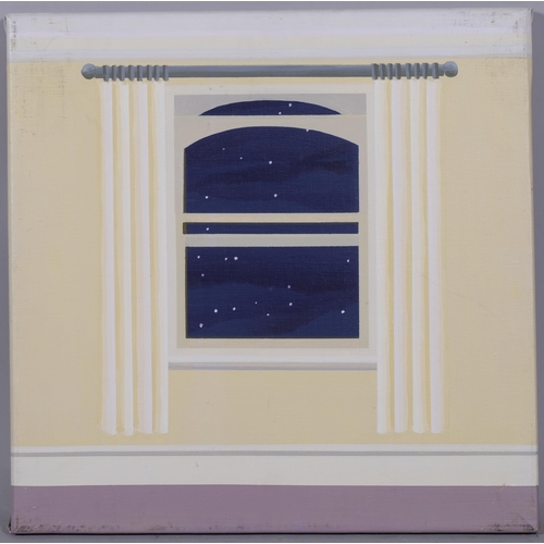 718 - Anita Ford (1948 - 2018), the windows no. 3, oil on canvas, signed verso, dated 1977, 38cm x 38cm, u... 