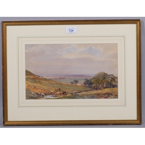 724 - John Supple, extensive landscape, watercolour, signed and dated 1870, 19cm x 32cm, framed