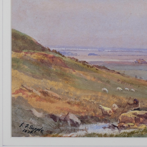 724 - John Supple, extensive landscape, watercolour, signed and dated 1870, 19cm x 32cm, framed