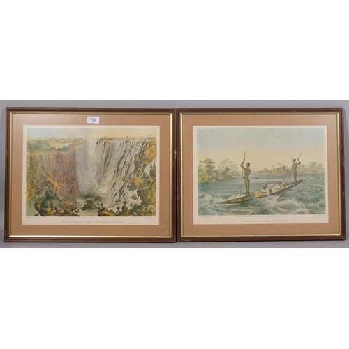 728 - Thomas Baines, 5 South African scenes, photo lithographs, image 27cm x 40cm, framed