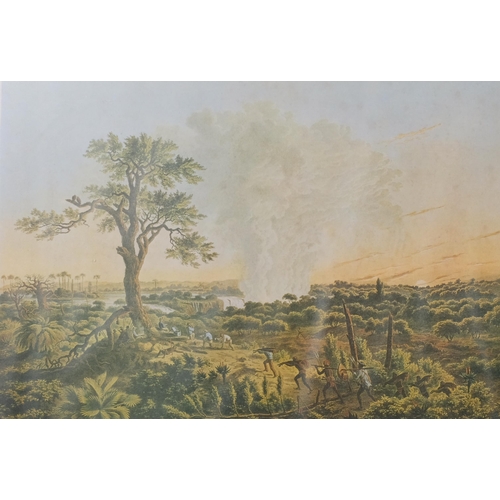 728 - Thomas Baines, 5 South African scenes, photo lithographs, image 27cm x 40cm, framed