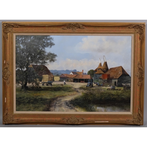 730 - Clive Madgwick (1934 - 2005), Kent farm scene, oil on canvas, signed, 61cm x 91cm, framed