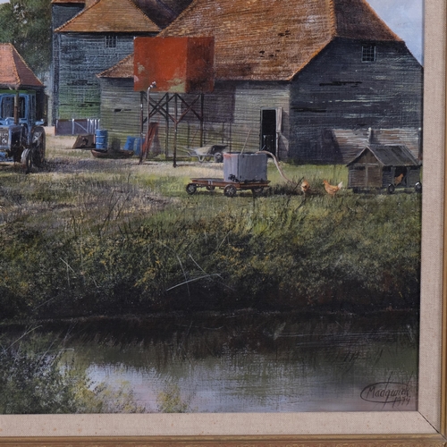 730 - Clive Madgwick (1934 - 2005), Kent farm scene, oil on canvas, signed, 61cm x 91cm, framed