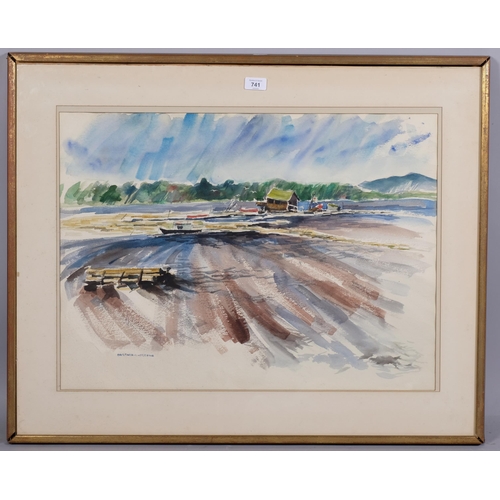 741 - Barbara Greene, estuary scene, watercolour, signed, 50cm x 66cm, framed