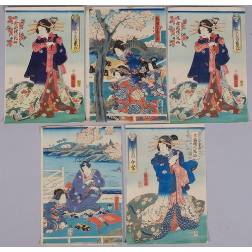 746 - Folder of Japanese colour woodblock prints (5)