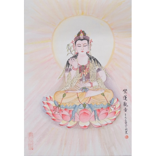 751 - Chinese School, scroll painting, portrait of Buddha, image 64cm x 45cm