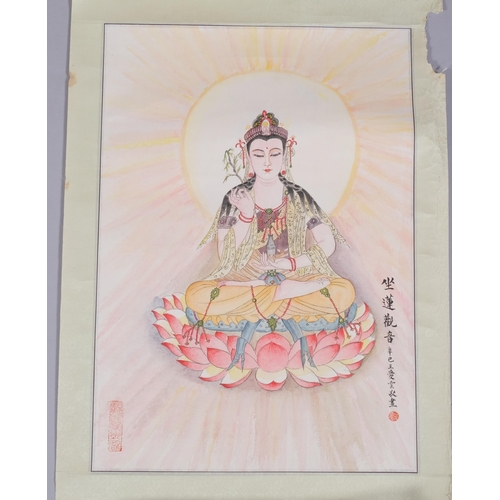 751 - Chinese School, scroll painting, portrait of Buddha, image 64cm x 45cm