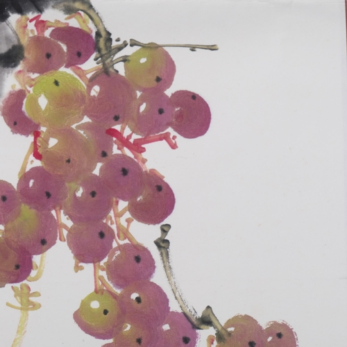 755 - Attributed Wu Qiang, Chinese watercolour, study of berries, image 45cm x 25cm, unframed