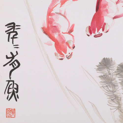 756 - Attributed Wu Qiang, Chinese watercolour, study of goldfish, 32cm x 41cm, unframed