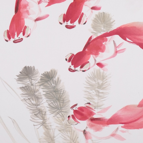 756 - Attributed Wu Qiang, Chinese watercolour, study of goldfish, 32cm x 41cm, unframed