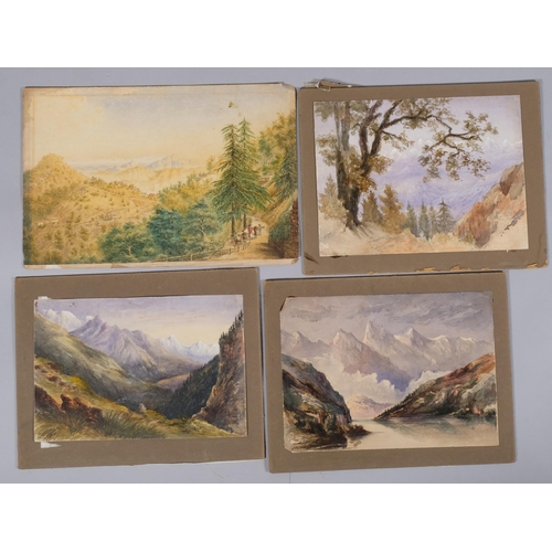 758 - India and Kashmir, 4 x 19th century watercolours, all unsigned, 30cm x 45cm, ex-Geoffrey Roome Colle... 