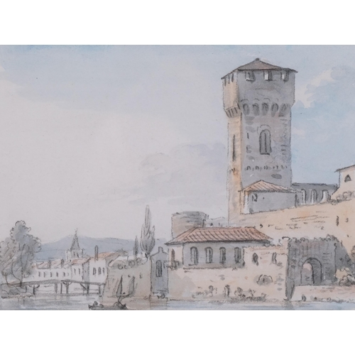 778 - Paul Sandby (1725 - 1809), Italianate capriccio, watercolour/pencil, signed, 10.5cm x 13.5cm, framed... 