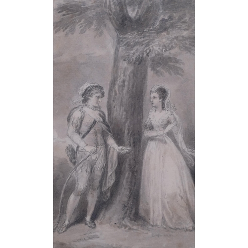 781 - Thomas Stothard (1755 - 1834), Henry and Emma, monochrome wash drawing, illustration of Matthew Prio... 