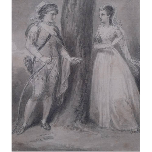 781 - Thomas Stothard (1755 - 1834), Henry and Emma, monochrome wash drawing, illustration of Matthew Prio... 