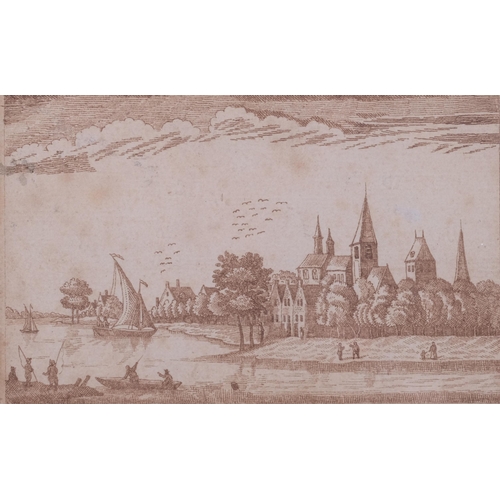 783 - Samuel Ward (1710 - 1778), a riverside town, pen and ink, signed and dated 1774, 7.5cm x 12cm, frame... 