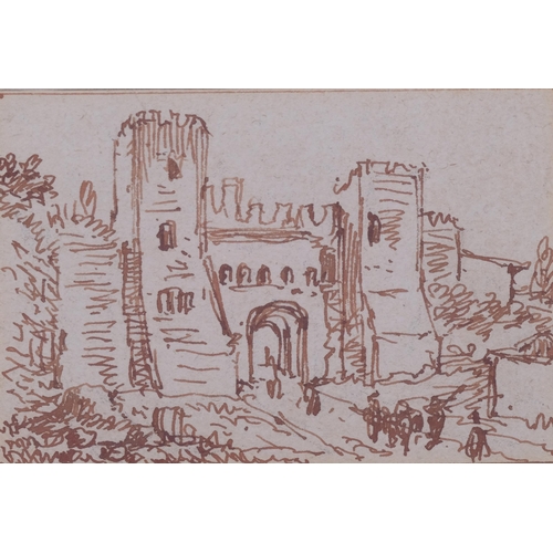 785 - Victor Jean Nicolle (1754 - 1826), Veduta Della Porta S Lorenzo Rome, pen and ink drawing, 6cm x 8.5... 