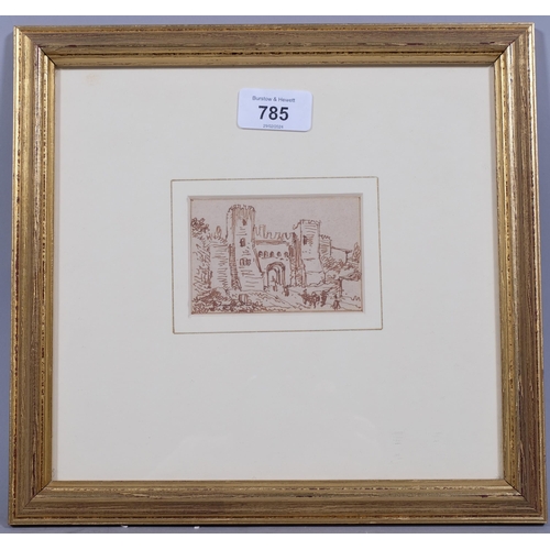 785 - Victor Jean Nicolle (1754 - 1826), Veduta Della Porta S Lorenzo Rome, pen and ink drawing, 6cm x 8.5... 