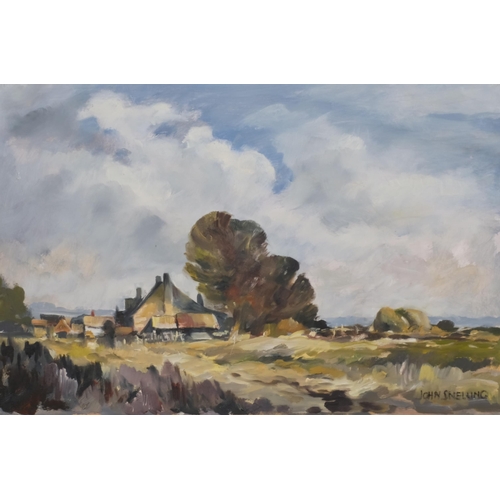 794 - John Snelling, Norfolk landscape, oil on board, signed, 30cm x 44cm, framed