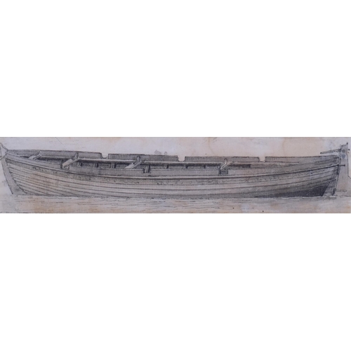 798 - Charles Gore (1729 - 1807), study of a rowing boat, ink/watercolour, 4cm x 17.5cm, provenance: Abbot... 