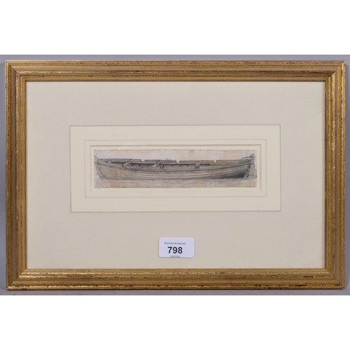 798 - Charles Gore (1729 - 1807), study of a rowing boat, ink/watercolour, 4cm x 17.5cm, provenance: Abbot... 