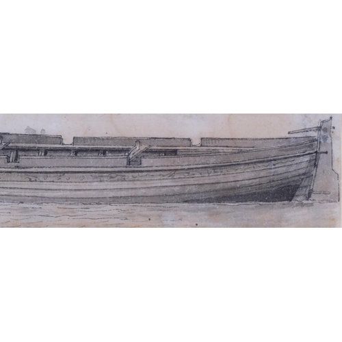 798 - Charles Gore (1729 - 1807), study of a rowing boat, ink/watercolour, 4cm x 17.5cm, provenance: Abbot... 