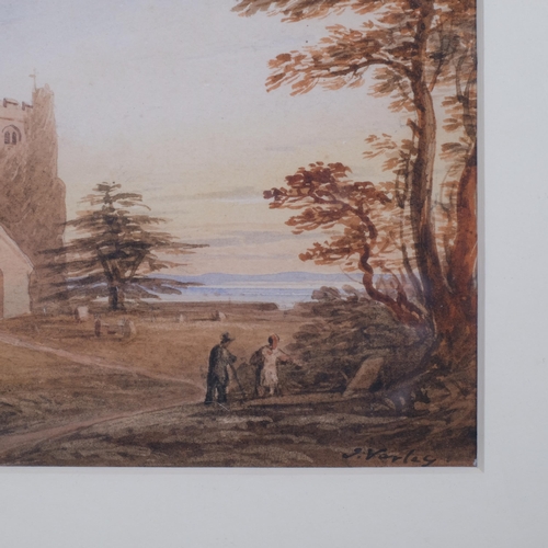 799 - John Varley OWS (1778 - 1842), Hythe church Kent, watercolour, signed, 12cm x 17cm, framed, provenan... 