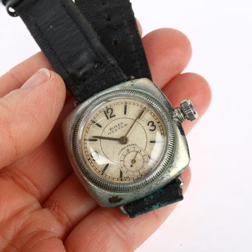 1006 - ROLEX - a nickel plated Oyster Ultra Prima cushion mechanical wristwatch, circa late 1920s, silvered... 