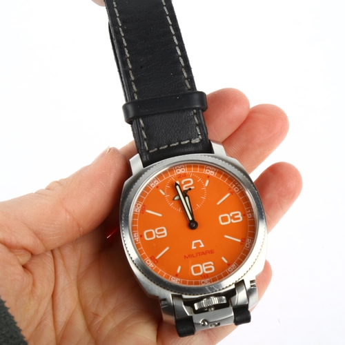 1017 - ANONIMO - a stainless steel Militare Opera Meccana mechanical wristwatch, ref. 2004, orange dial wit... 