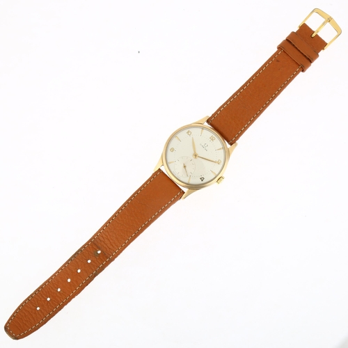 1029 - OMEGA - a Vintage 9ct gold mechanical wristwatch, ref. 13322, circa 1947, silvered dial with gilt ei... 