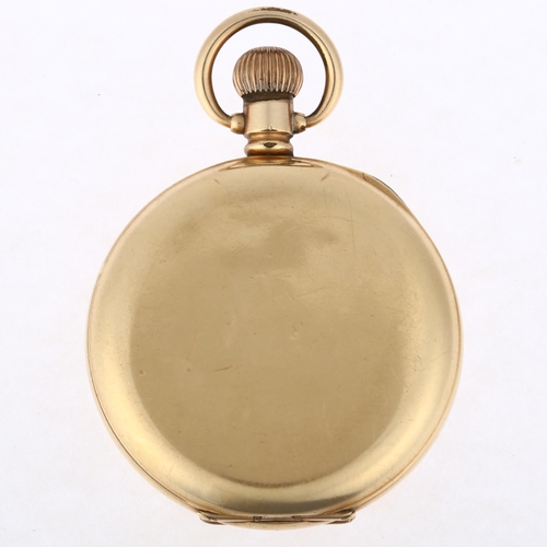 1062 - MILITARY INTEREST - WALTHAM - a gold plated half hunter keyless side-wind pocket watch, white enamel... 