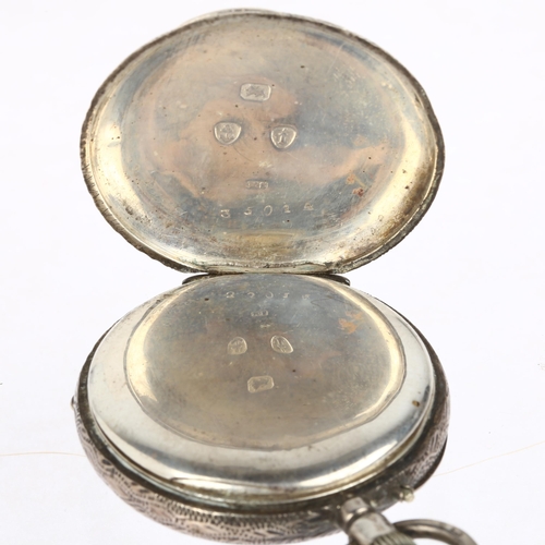 1065 - A 19th century silver open-face keyless fob watch, hand painted floral white enamel dial with Arabic... 