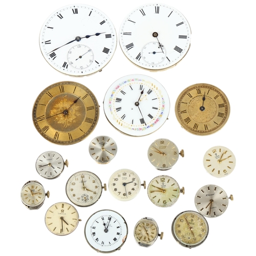 1070 - A quantity of loose wristwatch and pocket watch movements, including Tudor Royal, Omega, Tissot, etc