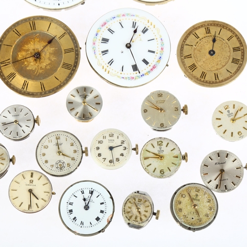 1070 - A quantity of loose wristwatch and pocket watch movements, including Tudor Royal, Omega, Tissot, etc