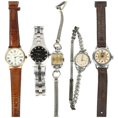 1072 - 5 wristwatches, including Prestige, Oris and Pulsar (5)