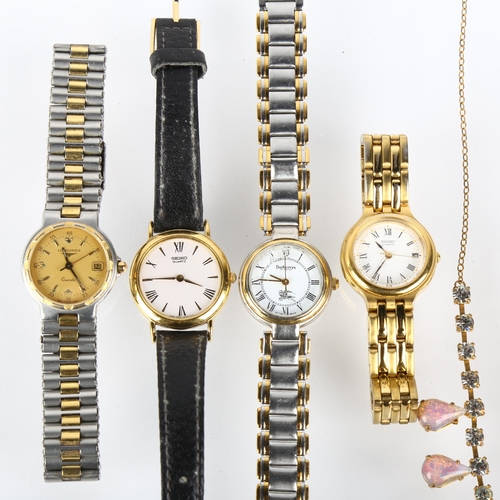 1074 - **WITHDRAWN** 4 lady's wristwatches, including Longines quartz, and Burberrys, and a costume jewelle... 