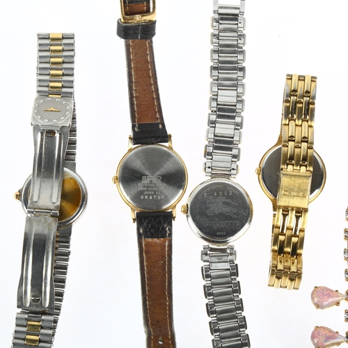 1074 - **WITHDRAWN** 4 lady's wristwatches, including Longines quartz, and Burberrys, and a costume jewelle... 