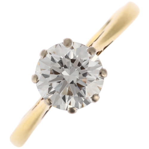 1140 - An 18ct gold 1.48ct solitaire diamond ring, colour approx E/F, clarity approx VS1/VS2, diamond weigh... 