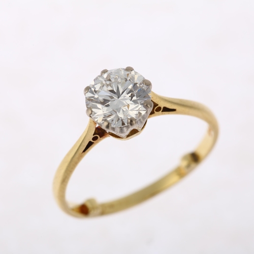 1140 - An 18ct gold 1.48ct solitaire diamond ring, colour approx E/F, clarity approx VS1/VS2, diamond weigh... 