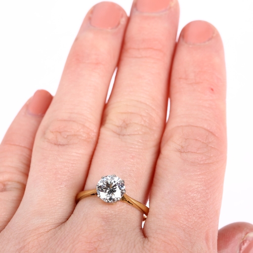 1140 - An 18ct gold 1.48ct solitaire diamond ring, colour approx E/F, clarity approx VS1/VS2, diamond weigh... 