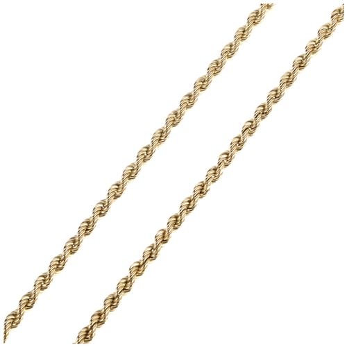 1164 - A 9ct gold rope twist chain necklace, 44cm, 6.7g