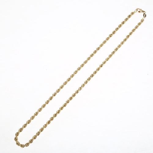 1164 - A 9ct gold rope twist chain necklace, 44cm, 6.7g